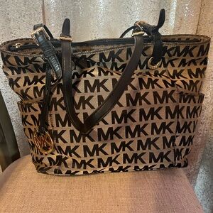 Michael Kors Signature Black and Tan Tote